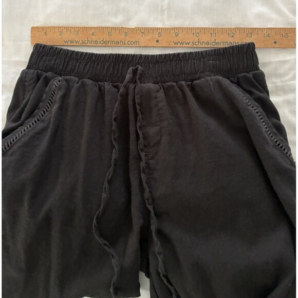 Briggs Linen Blend Wide Leg Pants Size M Black Beachy Lagenlook Boho Festival - Picture 8 of 16